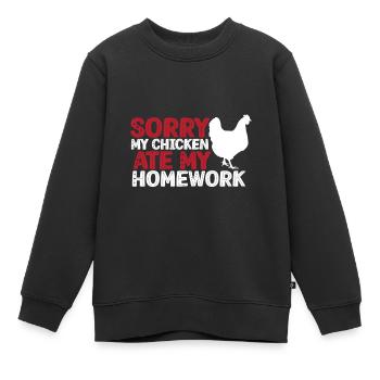 Mon poulet a mangé mes devoirs - Sweat Premium enfant bio - noir - Devant - AI Model Kid Female (0cm)