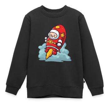 Père Noël Fusée Père Noël Noël - Sweat Premium enfant bio - noir - Devant - AI Model Kid Female (0cm)
