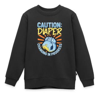 Diaper change in progress - diaper change - Kids Premium Organic Sweatshirt - black - Front - AI Model Kid Female (0cm)