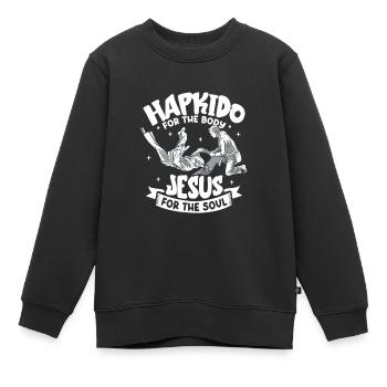 Jésus pour l'âme - Hapkido pour le corps - Sweat Premium enfant bio - noir - Devant - AI Model Kid Female (0cm)