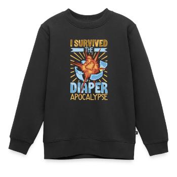 Windel Apokalypse Überlebender - Windelwechseln - Kinder Premium Organic Sweatshirt - Schwarz - Vorne - AI Model Kid Female (0cm)