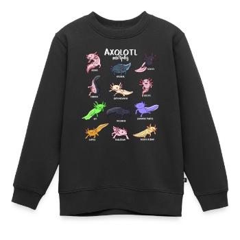 Verschiedene Kawaii Axolotltypen - Kinder Premium Organic Sweatshirt - Schwarz - Vorne - AI Model Kid Female (0cm)