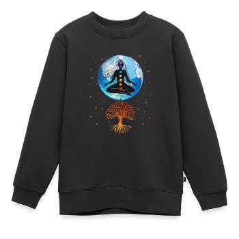 Méditation - Sweat Premium enfant bio - noir - Devant - AI Model Kid Female (0cm)