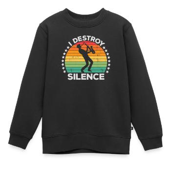 Destroy Silence Holzblassaxophon Saxophonist - Kinder Premium Organic Sweatshirt - Schwarz - Vorne - AI Model Kid Female (0cm)
