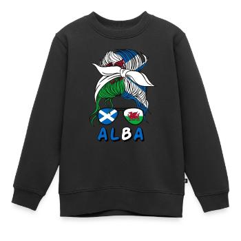 Cymru Halb Schottin Halb Walisisch Mädchen Wales Schottland - Kinder Premium Organic Sweatshirt - Schwarz - Vorne - AI Model Kid Female (0cm)