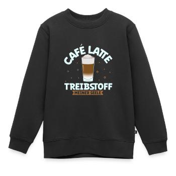 Mein Treibstoff ist Caffè Latte - Kinder Premium Organic Sweatshirt - Schwarz - Vorne - AI Model Kid Female (0cm)