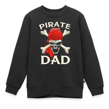 Piraten Papa Totenschädel gekreuzte Knochen - Kinder Premium Organic Sweatshirt - Schwarz - Vorne - AI Model Kid Female (0cm)