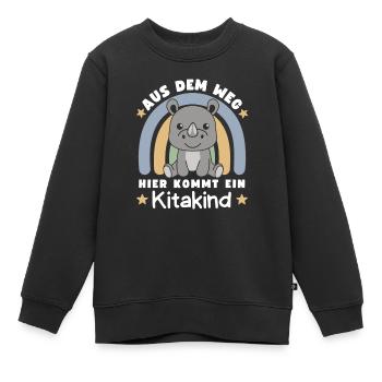 Aus Dem Weg Hier Kommt Ein Kitakind Nashorn - Kinder Premium Organic Sweatshirt - Schwarz - Vorne - AI Model Kid Female (0cm)