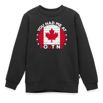 Vous m’avez eu à Poutine Canadian Fries Canada Flag - Sweat Premium enfant bio - noir - Devant - AI Model Kid Female (0cm)