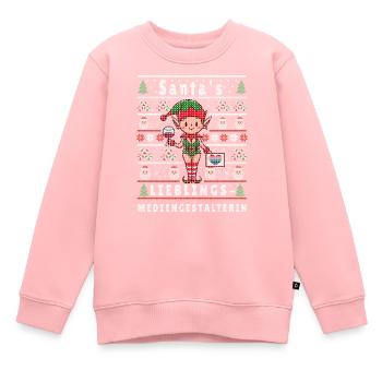 Ugly Weihnachten SANTAS LIEBLINGS - Kinder Premium Organic Sweatshirt - Rosa - Vorne - AI Model Kid Female (0cm)