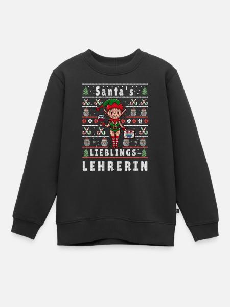 Ugly Weihnachten SANTAS LIEBLINGS Lehrerin - Kinder Premium Organic Sweatshirt - Schwarz