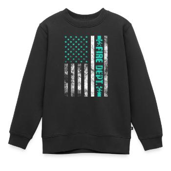 Service d’incendie Pompier Pompier Lutte contre les incendies - Sweat Premium enfant bio - noir - Devant - AI Model Kid Female (0cm)