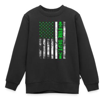 Service d’incendie Pompier Pompier Lutte contre les incendies - Sweat Premium enfant bio - noir - Devant - AI Model Kid Female (0cm)