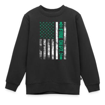 Service d’incendie Pompier Pompier Lutte contre les incendies - Sweat Premium enfant bio - noir - Devant - AI Model Kid Female (0cm)