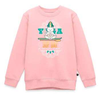 SUP paddleboarding Stand Up Paddle Katze Yoga - Kinder Premium Organic Sweatshirt - Rosa - Vorne - AI Model Kid Female (0cm)