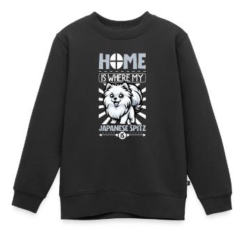 Accueil - Japan-Spitz - Sweat Premium enfant bio - noir - Devant - AI Model Kid Female (0cm)