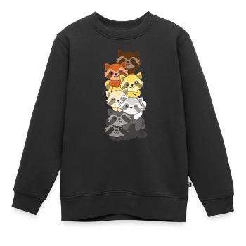 Ours Fraternité Drapeau Fierté LGBTQ Mignon Raton laveur - Sweat Premium enfant bio - noir - Devant - AI Model Kid Female (0cm)