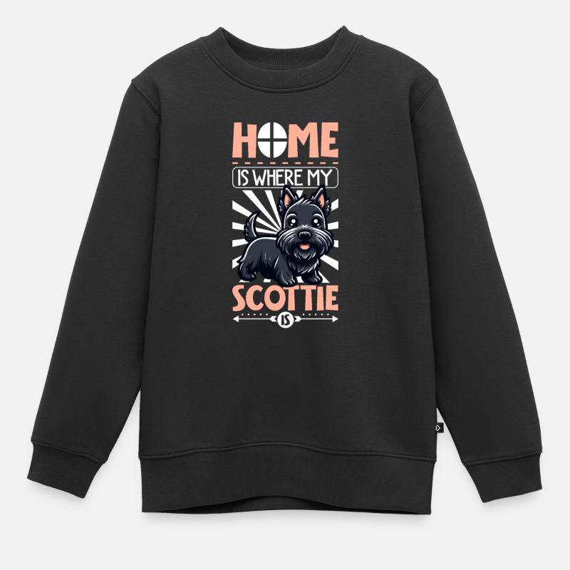 Zuhause - Scottish Terrier - Kinder Premium Organic Sweatshirt - Schwarz