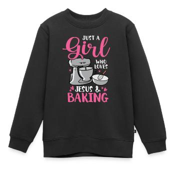 Bäcker Bäckerein Backwaren Backen Geschenk - Kinder Premium Organic Sweatshirt - Schwarz - Vorne - AI Model Kid Female (0cm)