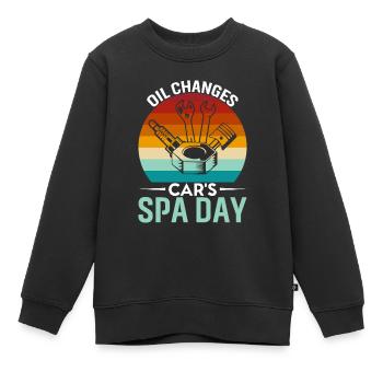 Vidanges d’huile : Journée Car’S Spa. - Sweat Premium enfant bio - noir - Devant - AI Model Kid Female (0cm)
