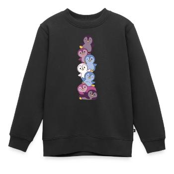 Drapeau non conforme Pride LGBTQ Pingouin mignon - Sweat Premium enfant bio - noir - Devant - AI Model Kid Female (0cm)
