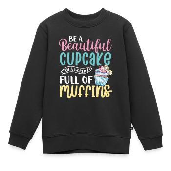 Cupcake Muffin Backen Geschenk - Kinder Premium Organic Sweatshirt - Schwarz - Vorne - AI Model Kid Female (0cm)