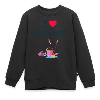 Humour Faire Le Ménage - Sweat Premium enfant bio - noir - Devant - AI Model Kid Female (0cm)