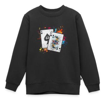 Black Jack Blackjack Kartenspiel Casino Geschenk - Kinder Premium Organic Sweatshirt - Schwarz - Vorne - AI Model Kid Female (0cm)