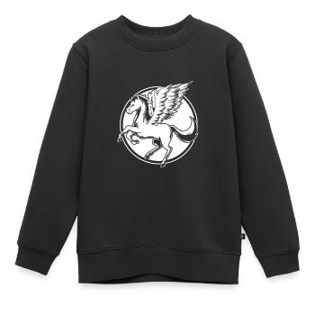Pegasus - Kinder Premium Organic Sweatshirt - Schwarz - Vorne - AI Model Kid Female (0cm)