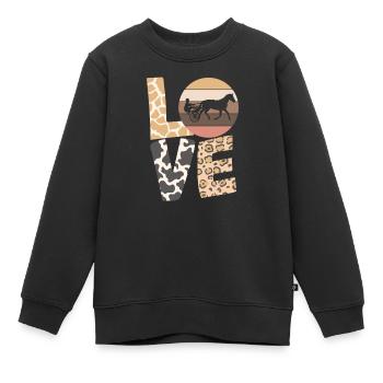 Cheval de trot, courses de trot, sports équestres, chevaux - Sweat Premium enfant bio - noir - Devant - AI Model Kid Female (0cm)