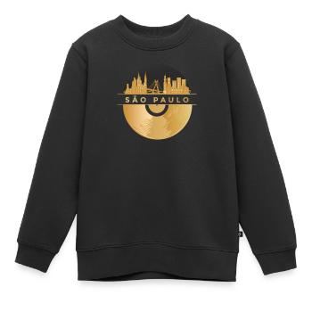 Disque vinyle Disco Music Skyline Sao Paulo - Sweat Premium enfant bio - noir - Devant - AI Model Kid Female (0cm)