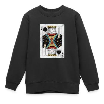 Jeu de cartes de bridge Jeu de cartes Casino Jeu de cartes Cadeau - Sweat Premium enfant bio - noir - Devant - AI Model Kid Female (0cm)