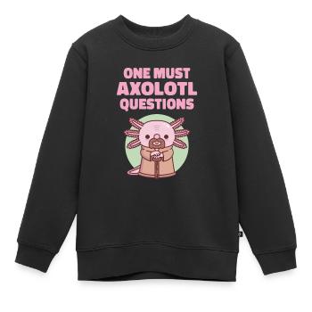 Drôle de questions sur l’axolotl - Sweat Premium enfant bio - noir - Devant - AI Model Kid Female (0cm)