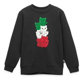 Drapeau italien Cat Italie italienne - Sweat Premium enfant bio - noir - Devant - AI Model Kid Female (0cm)