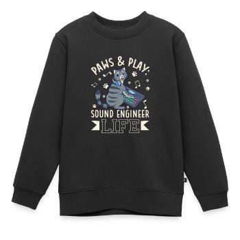 Katze am Mischpult - Sound Engineer - Kinder Premium Organic Sweatshirt - Schwarz - Vorne - AI Model Kid Female (0cm)