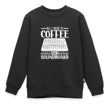 Kaffee und Mischpult - Tontechniker - Kinder Premium Organic Sweatshirt - Schwarz - Vorne - AI Model Kid Female (0cm)