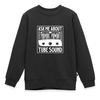 Ask me about the sound of vacuum tubes - Kids Premium Organic Sweatshirt - black - Front - AI Model Kid Female (0cm)