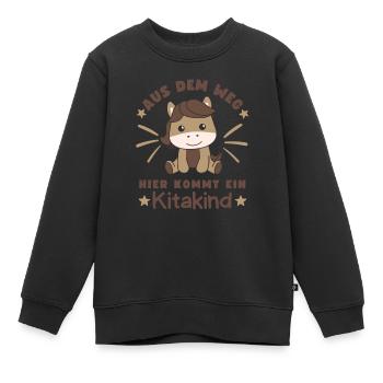 Aus Dem Weg Hier Kommt Ein Kitakind Pferd - Kinder Premium Organic Sweatshirt - Schwarz - Vorne - AI Model Kid Female (0cm)