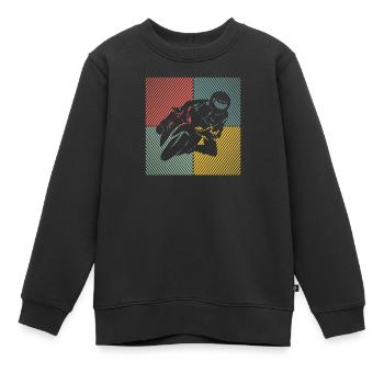 Moto Moto Cyclomoteur Moto Vintage - Sweat Premium enfant bio - noir - Devant - AI Model Kid Female (0cm)