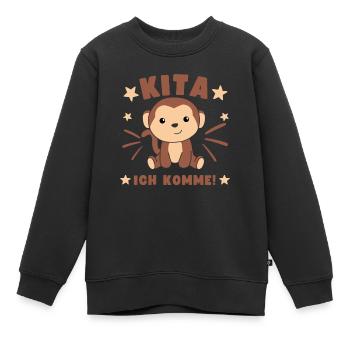 Kita J’arrive Kitakind Monkey - Sweat Premium enfant bio - noir - Devant - AI Model Kid Female (0cm)