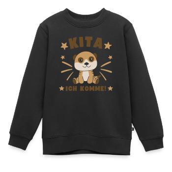 Kita J’arrive garderie enfant suricate - Sweat Premium enfant bio - noir - Devant - AI Model Kid Female (0cm)