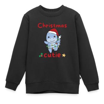 Dino Weihnachten Dinos Christmas Cutie - Kinder Premium Organic Sweatshirt - Schwarz - Vorne - AI Model Kid Female (0cm)