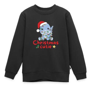 Dino Weihnachten Dinos Noël Cutie - Sweat Premium enfant bio - noir - Devant - AI Model Kid Female (0cm)
