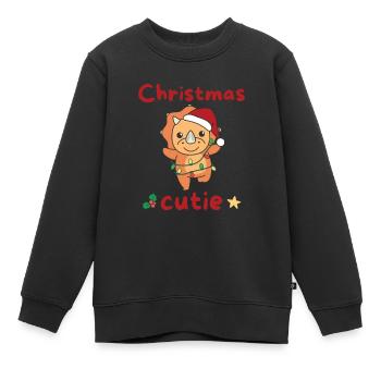 Triceratops Weihnachten Dinos Noël Cutie - Sweat Premium enfant bio - noir - Devant - AI Model Kid Female (0cm)