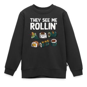 Sushi - Sweat Premium enfant bio - noir - Devant - AI Model Kid Female (0cm)