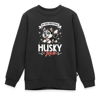 Maman husky de Sibérie - Sweat Premium enfant bio - noir - Devant - AI Model Kid Female (0cm)