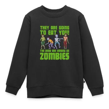 Zombie Zombie Chasseur de Zombie Apocalypse Cadeau - Sweat Premium enfant bio - noir - Devant - AI Model Kid Female (0cm)