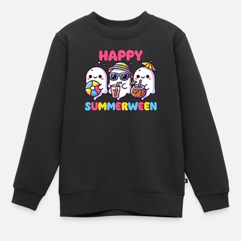 Happy Summerween Sommer Halloween Geist - Kinder Premium Organic Sweatshirt - Schwarz