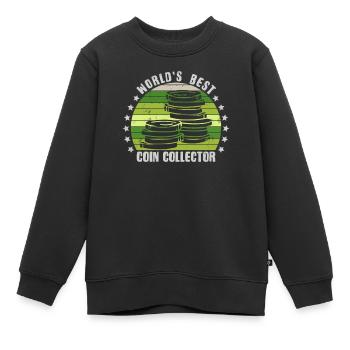 Münzsammler Lustige Münzen sammeln Numismatik - Kinder Premium Organic Sweatshirt - Schwarz - Vorne - AI Model Kid Female (0cm)