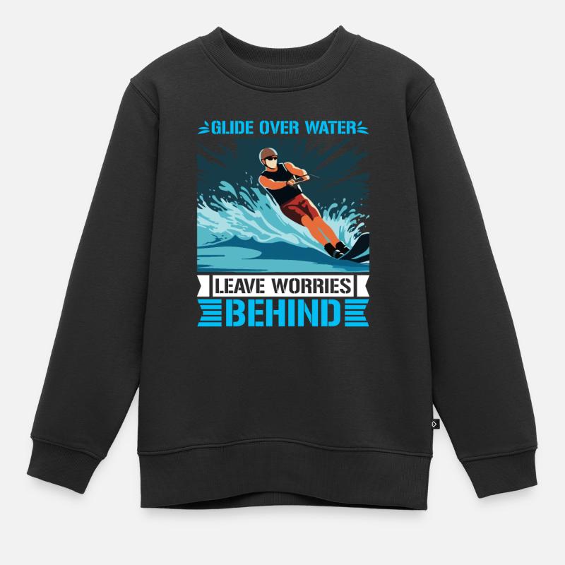 Gleiten Sie über das Wasser, lassen Sie die Sorgen hinter sich. - Kinder Premium Organic Sweatshirt - Schwarz